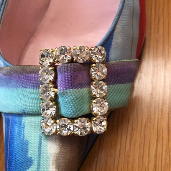 Dolce and Gabbana rhinestone buckle satin kitten heels - Picture 6 of 9